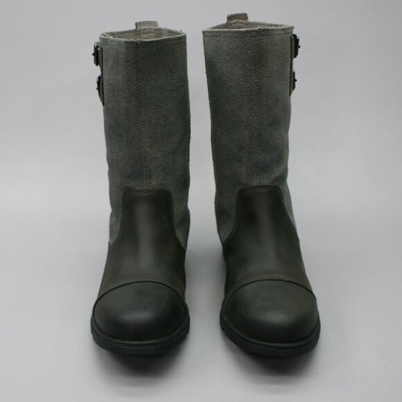 Sorel Ladies 10.5 Major Pull-on 2-Buckle Gray Leather Suede Boots - NL2166-028 - Picture 5 of 12